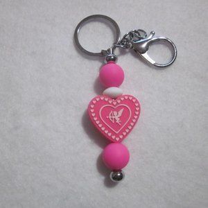 Pink Heart Cupid Keychain / Bag Charm / Valentine Keychain.